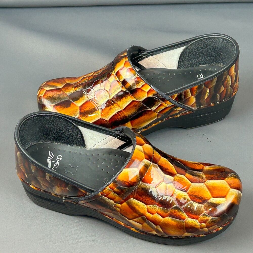 Dansko Professional Tiger Eye Patent Leather Snake Skin Print Clog EU 40 US 10 - Picture 11 of 16